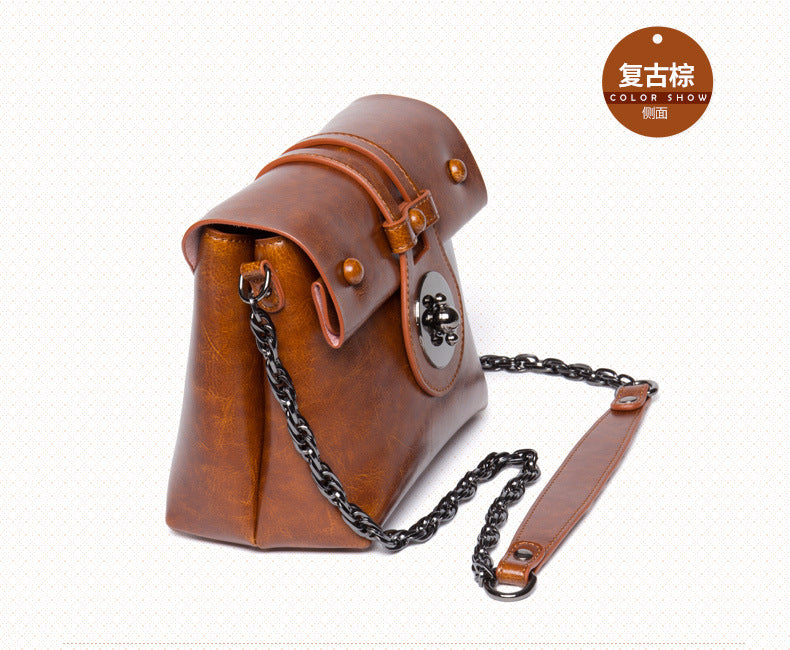 Genuine leather women's bag Crossbody bag Fashion chain bag Small bag Shoulder bag that goes with anything. Pochette