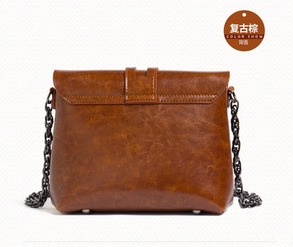 Genuine leather women's bag Crossbody bag Fashion chain bag Small bag Shoulder bag that goes with anything. Pochette