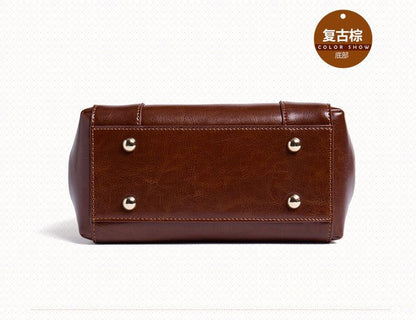 Women's bag Genuine leather handbag Cowhide crossbody bag that goes with anything Retro elegant shoulder bag. Pochette