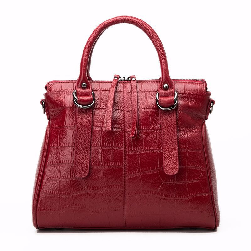 Genuine Leather Women's Bag Crocodile Pattern Top Cowhide Handbag Genuine Leather Shoulder Bag Fashion Retro Handbag. Bag