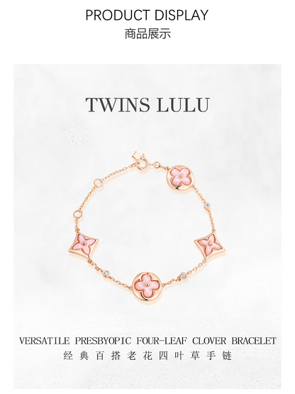 TWINS LULU  四葉クローバーブレスレット花卉ネックレス気質プレゼント