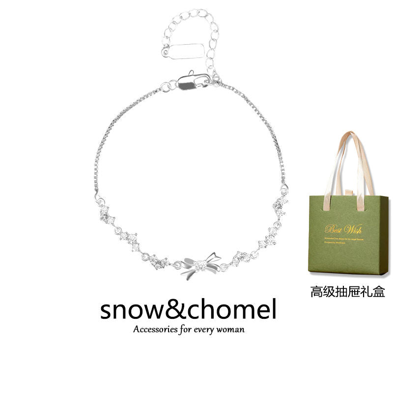 SNOW&CHOMELダイヤモンドリボンブレスレット女性ins高級感親友誕生日プレゼント