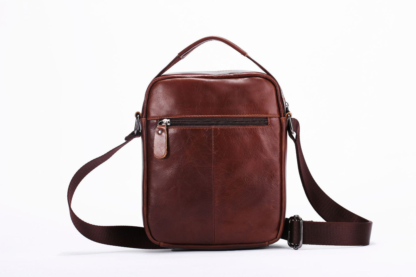 Men's Shoulder Bag Genuine Cowhide Leather Crazy Horse Retro Casual Large Capacity Crossbody Bag for Men 