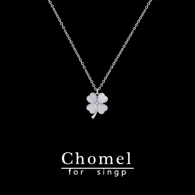 CHOMEL FOR SINGPネックレス女性四つ葉クローバームーンペンダント鎖骨チェーンバレンタインプレゼント