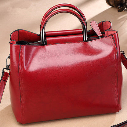 Genuine leather women's bag cowhide handbag shoulder bag outdoor casual big bag handbag.bag