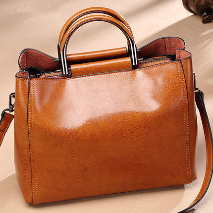 Genuine leather women's bag cowhide handbag shoulder bag outdoor casual big bag handbag.bag