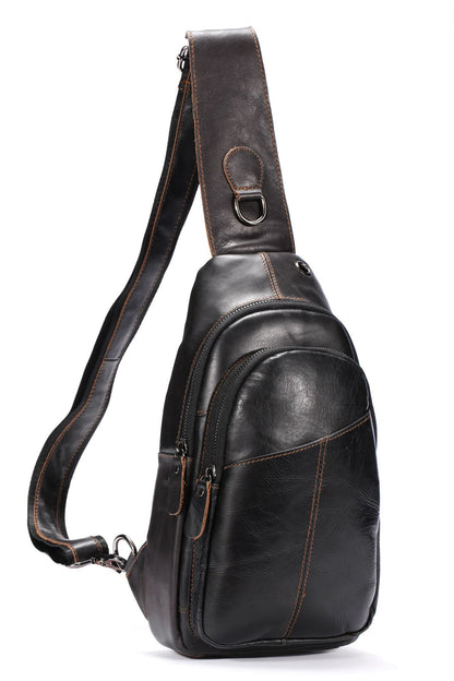 Men's Bust Bag Cowhide Casual Korean Fashion Crossbody Bag for Men