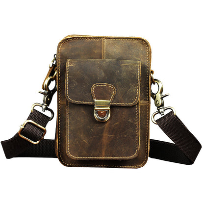 Men's Waist Pouch Cowhide Genuine Leather Outdoor Fashion Shoulder Bag for Men