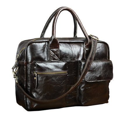 Men's Handbag Genuine Cowhide Leather Retro Business Briefcase Computer Bag for Men 