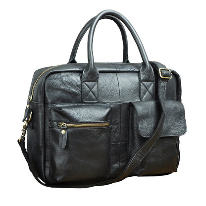 Men's Handbag Genuine Cowhide Leather Retro Business Briefcase Computer Bag for Men 