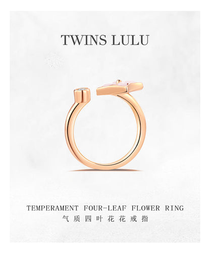 TWINS LULU ローズゴールド 立体四つ葉クローバーアクセサリーセット プレゼント