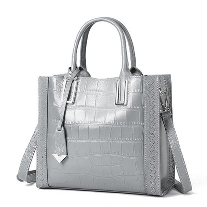 Women's bag Crocodile pattern woven handbag Genuine leather big bag trend Elegant shoulder bag Temperament handbag.bag