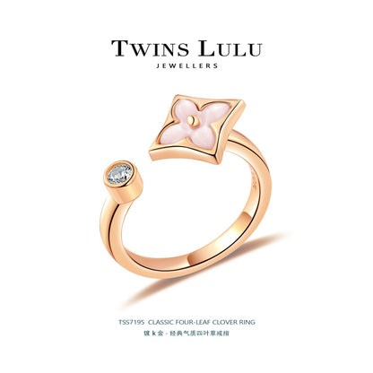 TWINS LULU ローズゴールド 立体四つ葉クローバーアクセサリーセット プレゼント