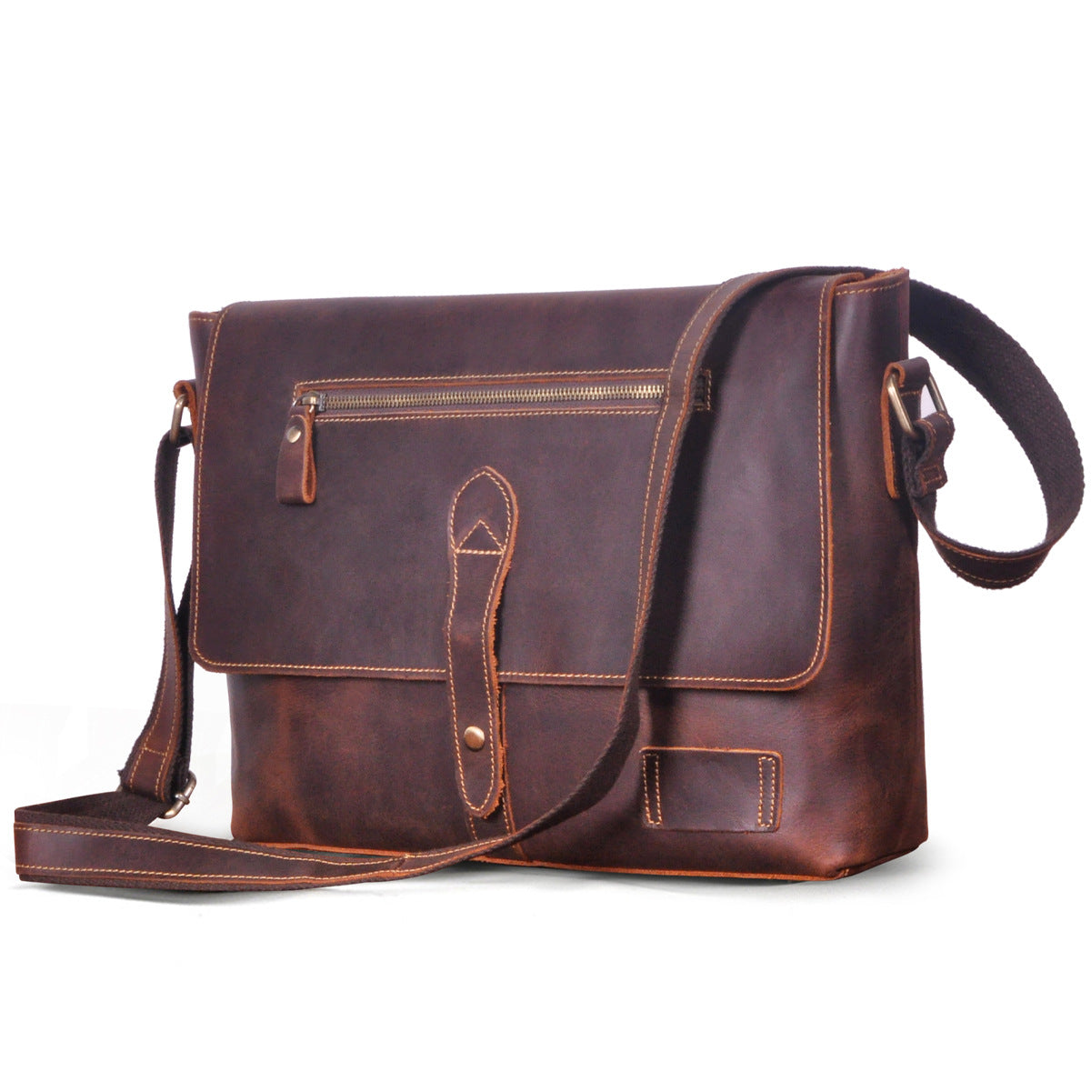 Men's Crossbody Bag Cowhide Genuine Leather Retro Men's Shoulder Bag 