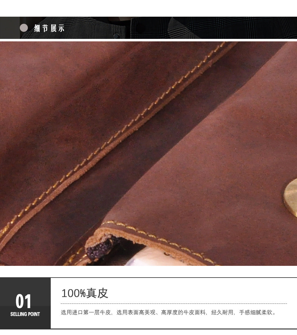 Men's Briefcase Genuine Cowhide Leather Retro Crossbody Bag Men's Shoulder Bag Computer Bag 