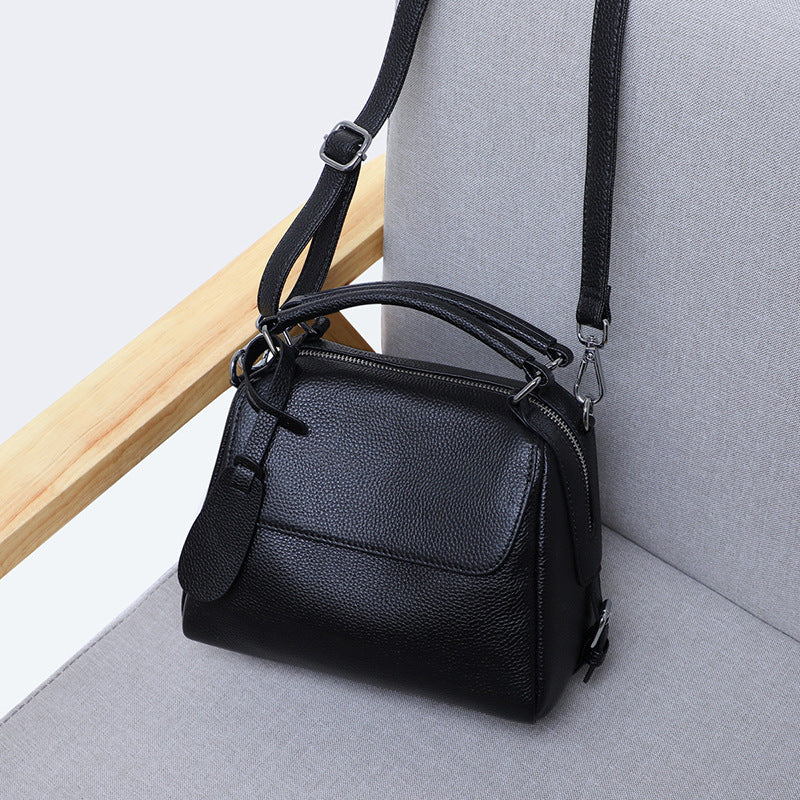 Genuine leather women's bag shrink pattern fashion crossbody bag casual trendy shoulder bag that goes with anything. Pochette