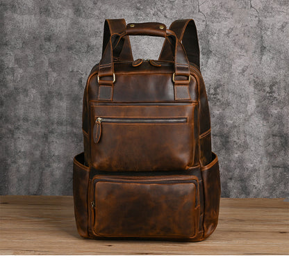 Men's backpack Cowhide genuine leather large capacity outdoor casual men's travel bag computer bag 