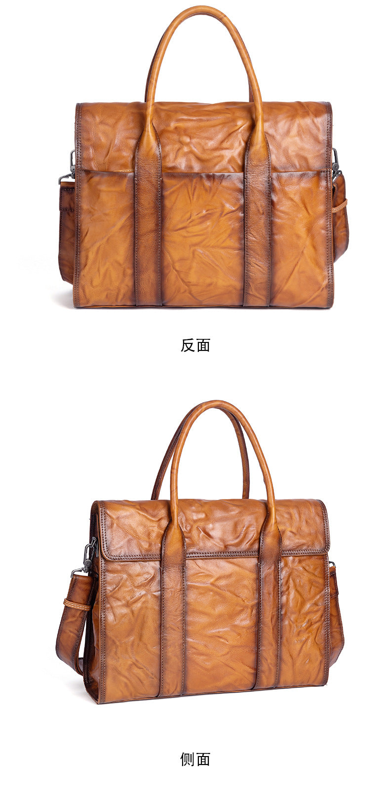 Men's Briefcase Genuine Cowhide Leather Casual Bag Travel Bag for Men 