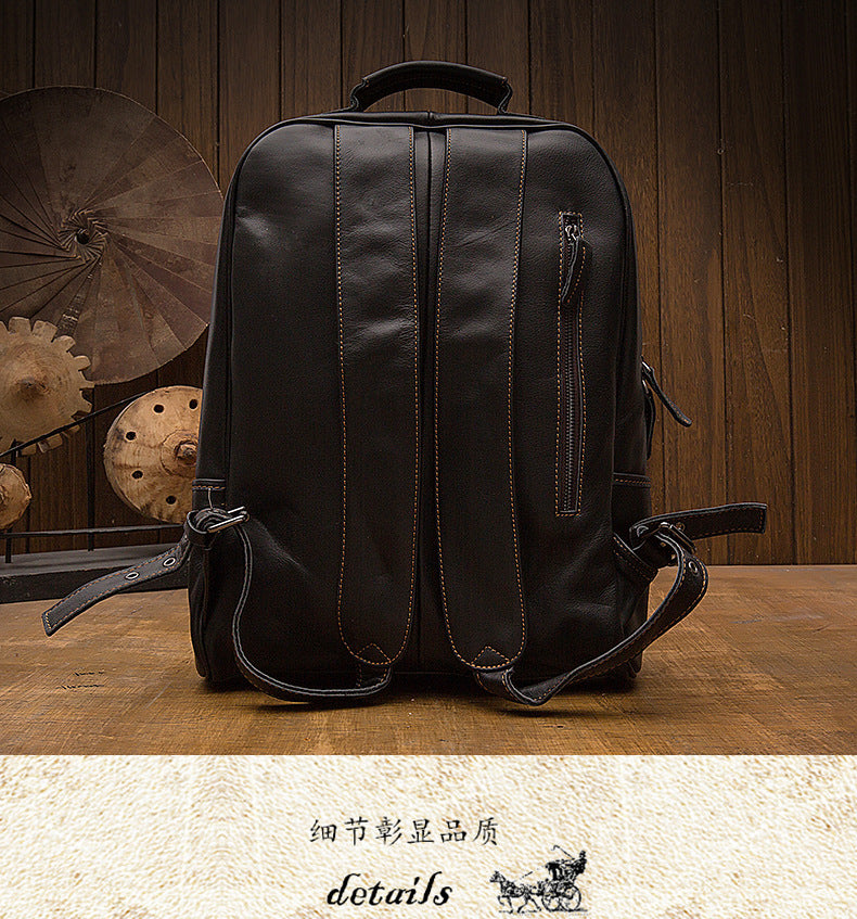 Men's backpack, handmade, genuine cowhide leather, Korean fashion travel bag, business computer bag 