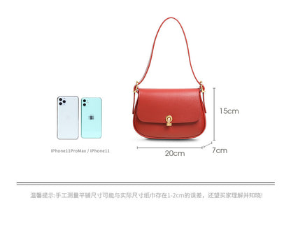 Women's crossbody bag Genuine leather armpit bag Handbag that goes with anything Square bag Shoulder bag. Pochette