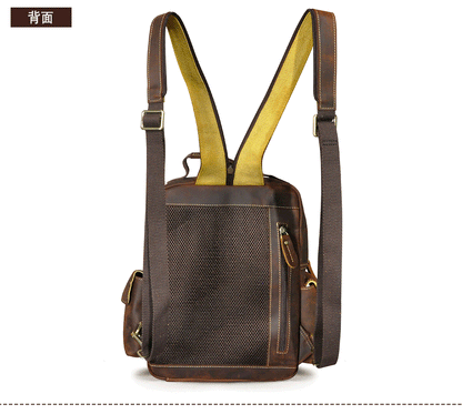 Men's backpack cowhide genuine leather retro outdoor casual male travel bag 