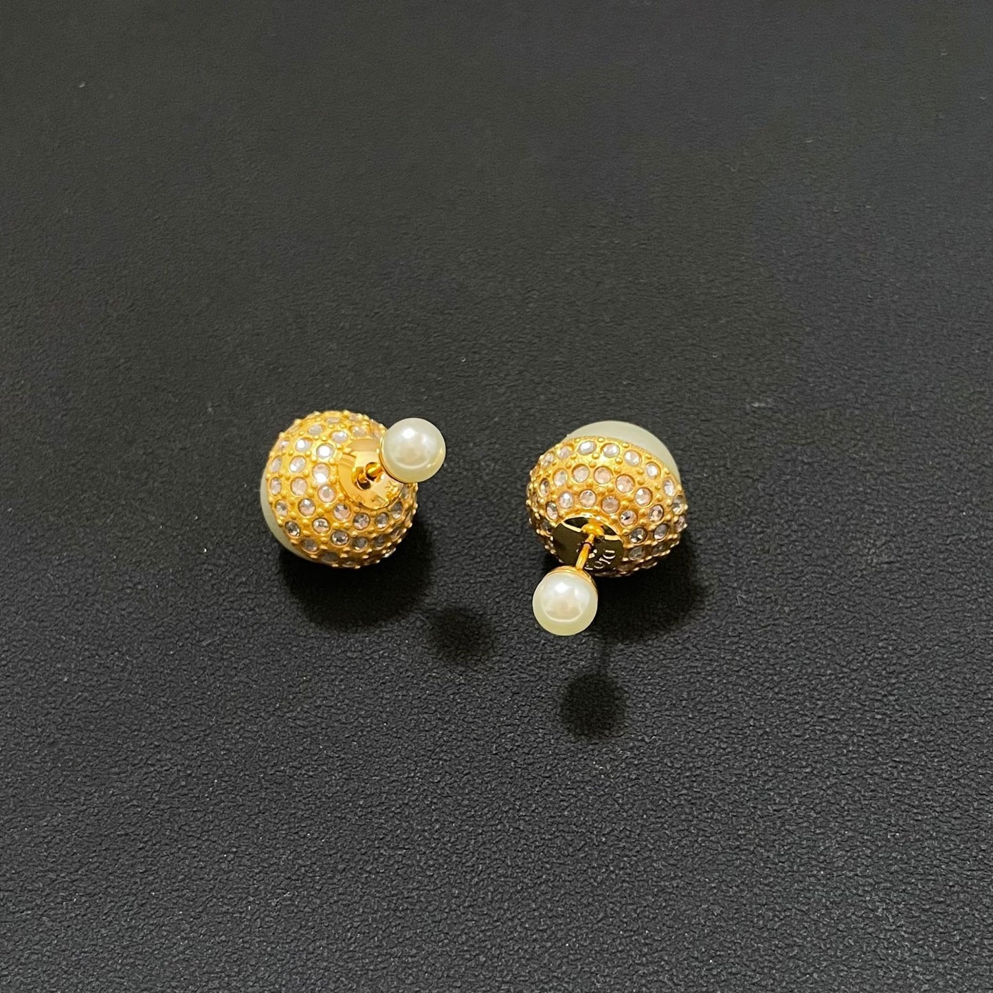 Double-sided pearl earrings large and small beads high quality retro earrings