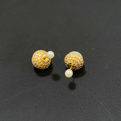 Double-sided pearl earrings large and small beads high quality retro earrings