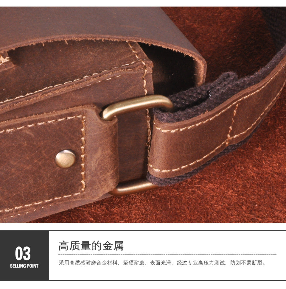 Men's Briefcase Genuine Cowhide Leather Crossbody Bag Retro Business Men Shoulder Bag Computer Bag 