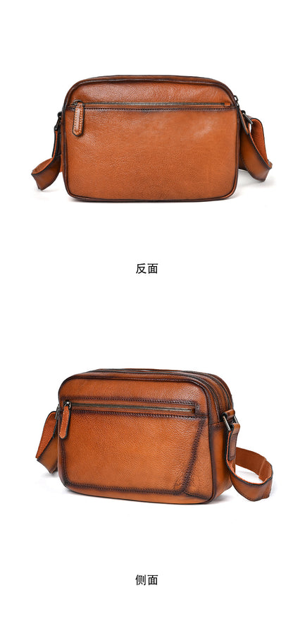 Men's shoulder bag Genuine cowhide leather large capacity simple crossbody bag for men 