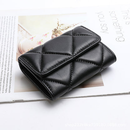 Women's Wallet Sheep Leather Coin Purse Check Women Wallet Mini Clutch Bag High Quality Wallet