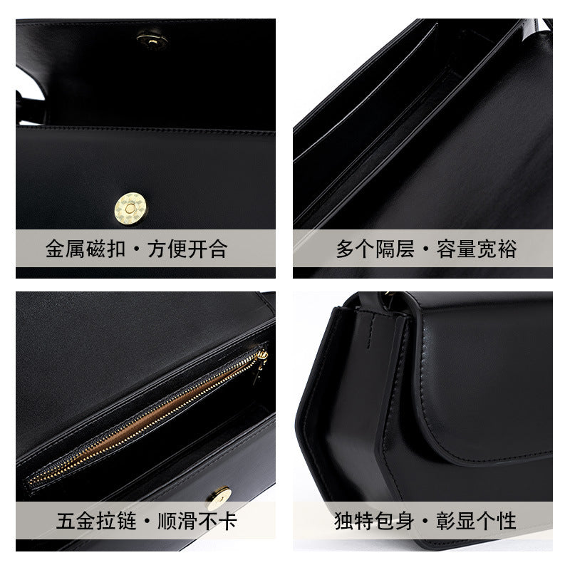 Women's bag temperament retro armpit bag simple genuine leather luxury clutch bag temperament shoulder bag.Pochette