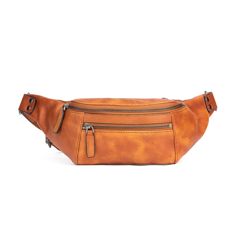 Men's Waist Pouch Cowhide Genuine Leather Retro Casual Men Bag 