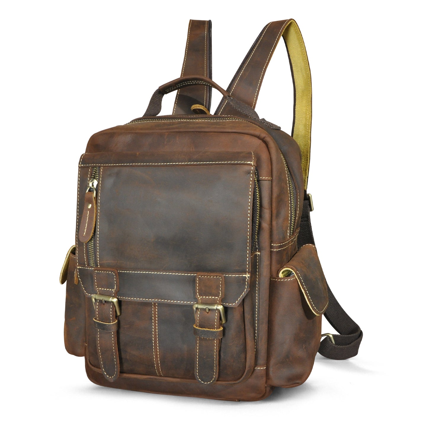 Men's backpack cowhide genuine leather retro outdoor casual male travel bag 