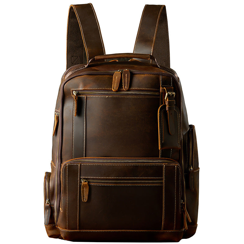 Men's Rucksack Handmade Cowhide Crazy Horse Retro Travel Luggage Computer Bag for Men 