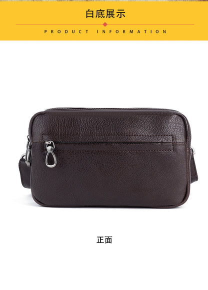 Men's Shoulder Bag Genuine Cowhide Leather Retro Casual Men Clutch Bag Crossbody Bag 