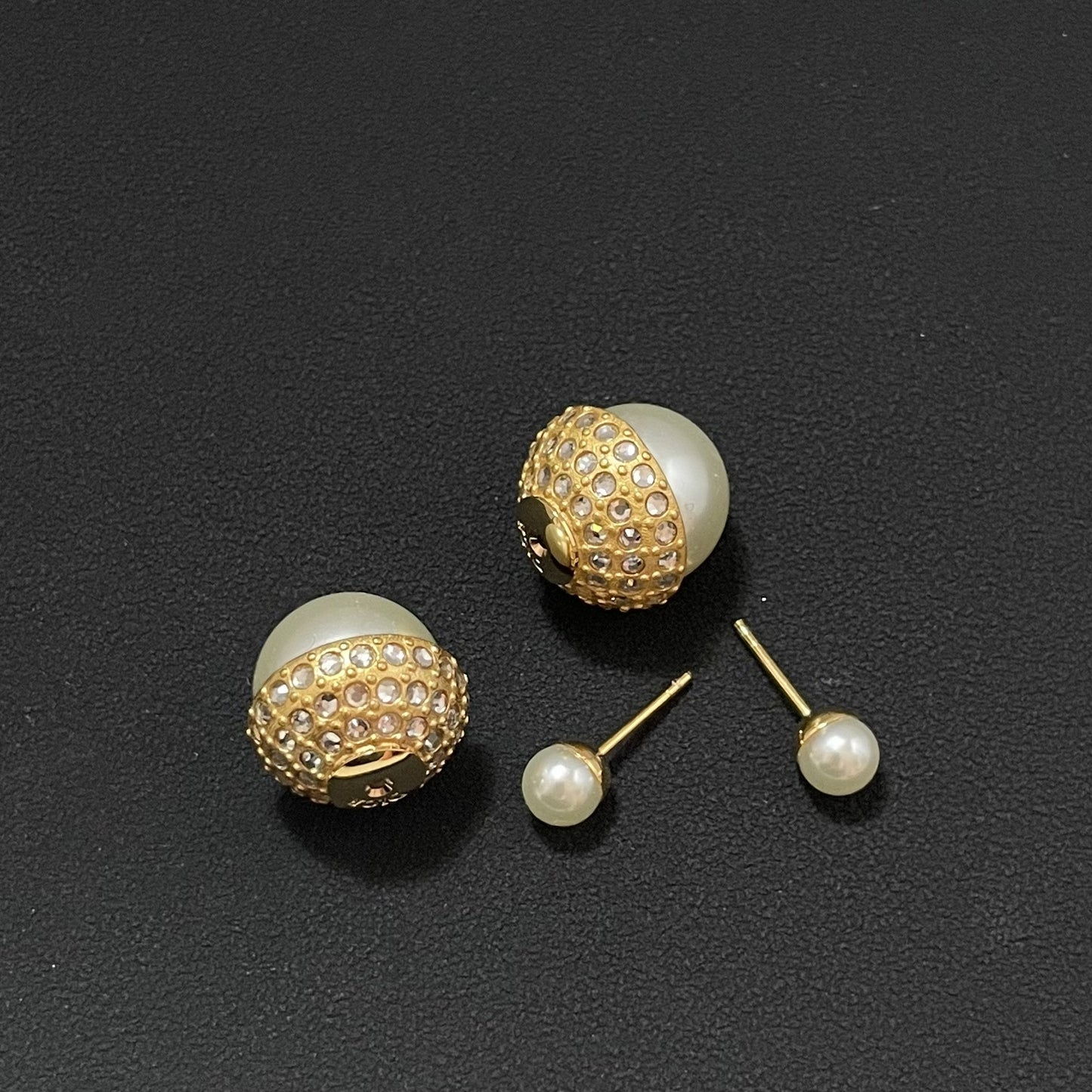 Double-sided pearl earrings large and small beads high quality retro earrings