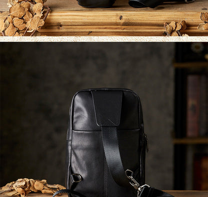 Men's Bust Bag Cowhide Genuine Leather Outdoor Casual Fashion Men's Crossbody Bag Shoulder Bag 