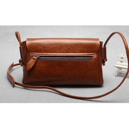 Women's Bag Retro Genuine Leather Square Bag Crossbody Bag Oil Wax Cowhide Shoulder Bag.Pochette