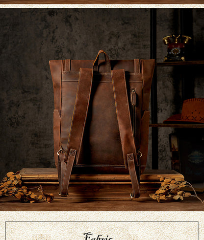 Men's backpack made of cowhide genuine leather fashion individuality large capacity casual computer bag men travel bag 