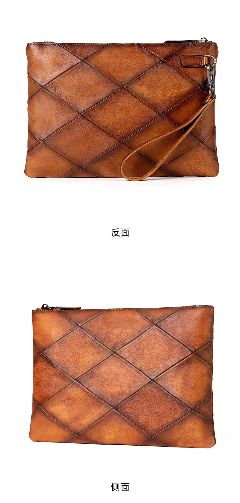 Men's Clutch Bag Cowhide Genuine Leather Casual Retro Male Handbag 