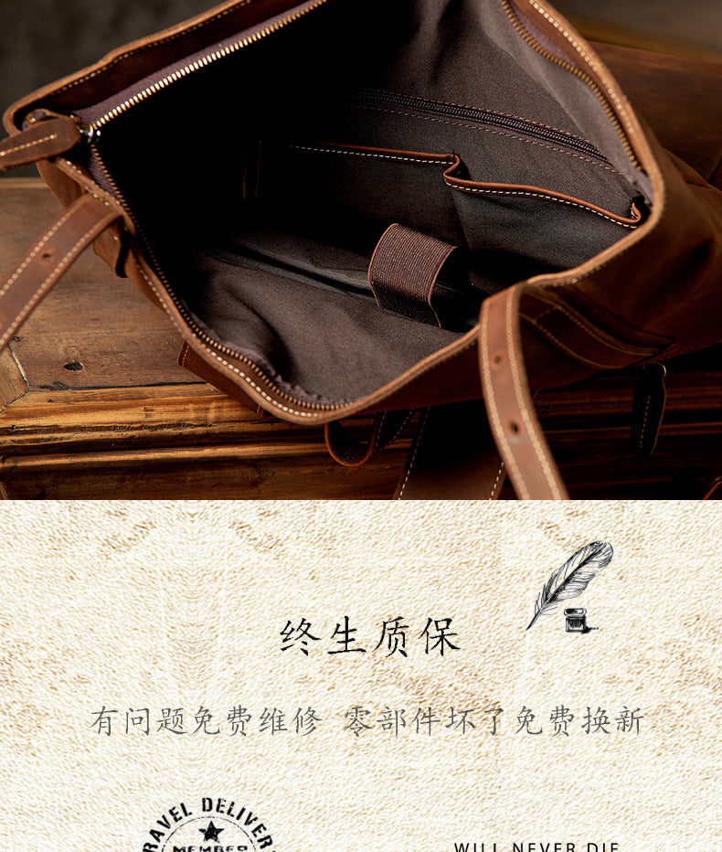 Men's backpack made of cowhide genuine leather fashion individuality large capacity casual computer bag men travel bag 