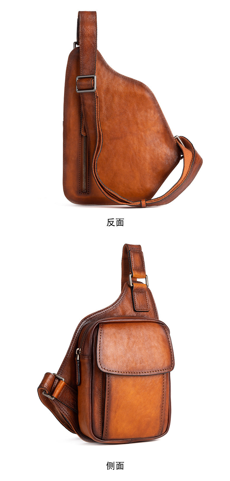 Men's bust bag Genuine cowhide leather retro casual crossbody bag for men 