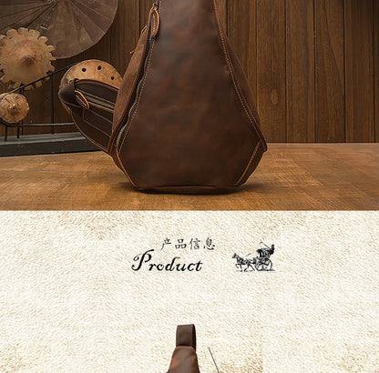 Men's Bust Bag Genuine Cowhide Leather Handmade Original Vintage Men's Shoulder Bag Crossbody Bag 