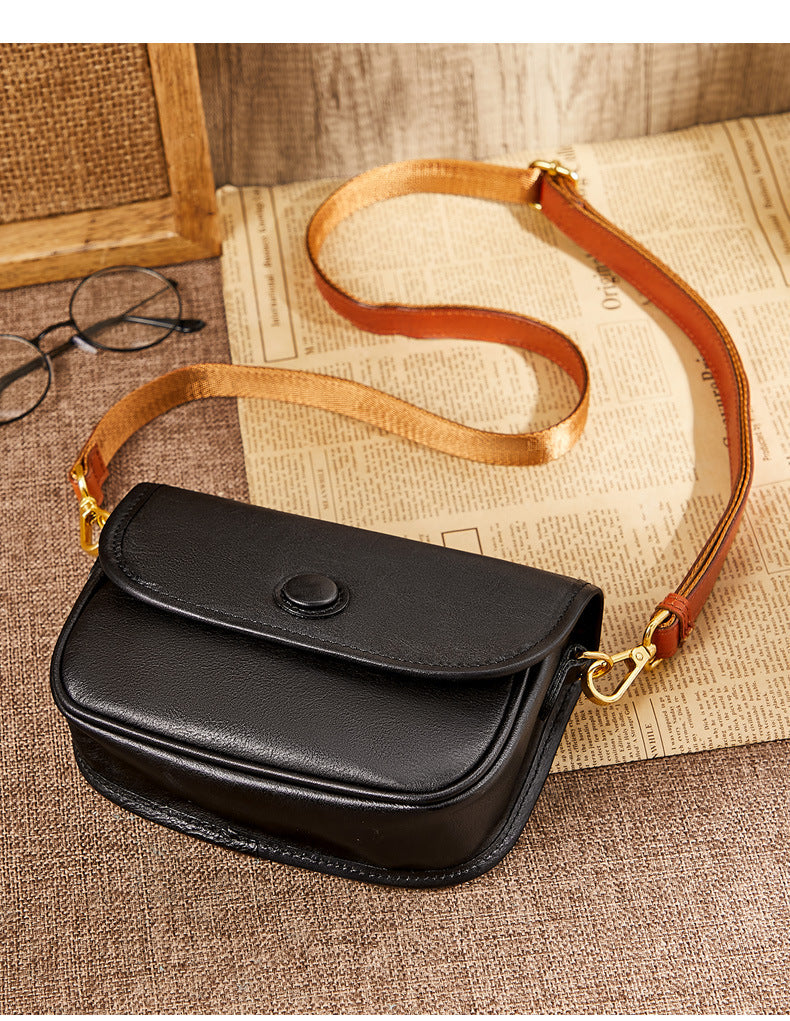 Genuine leather women's bag Cowhide square bag Simple crossbody bag Retro shoulder bag.Pochette