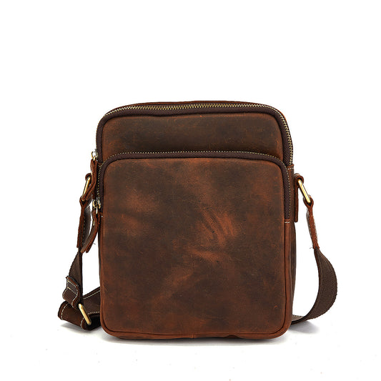 Men's Shoulder Bag Cowhide Genuine Leather Retro Travel Outdoor Crossbody Bag for Men 