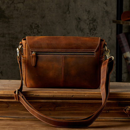 Men's Shoulder Bag Made of Genuine Cowhide Leather Original Handmade Casual Crossbody Bag Messenger Bag for Men 