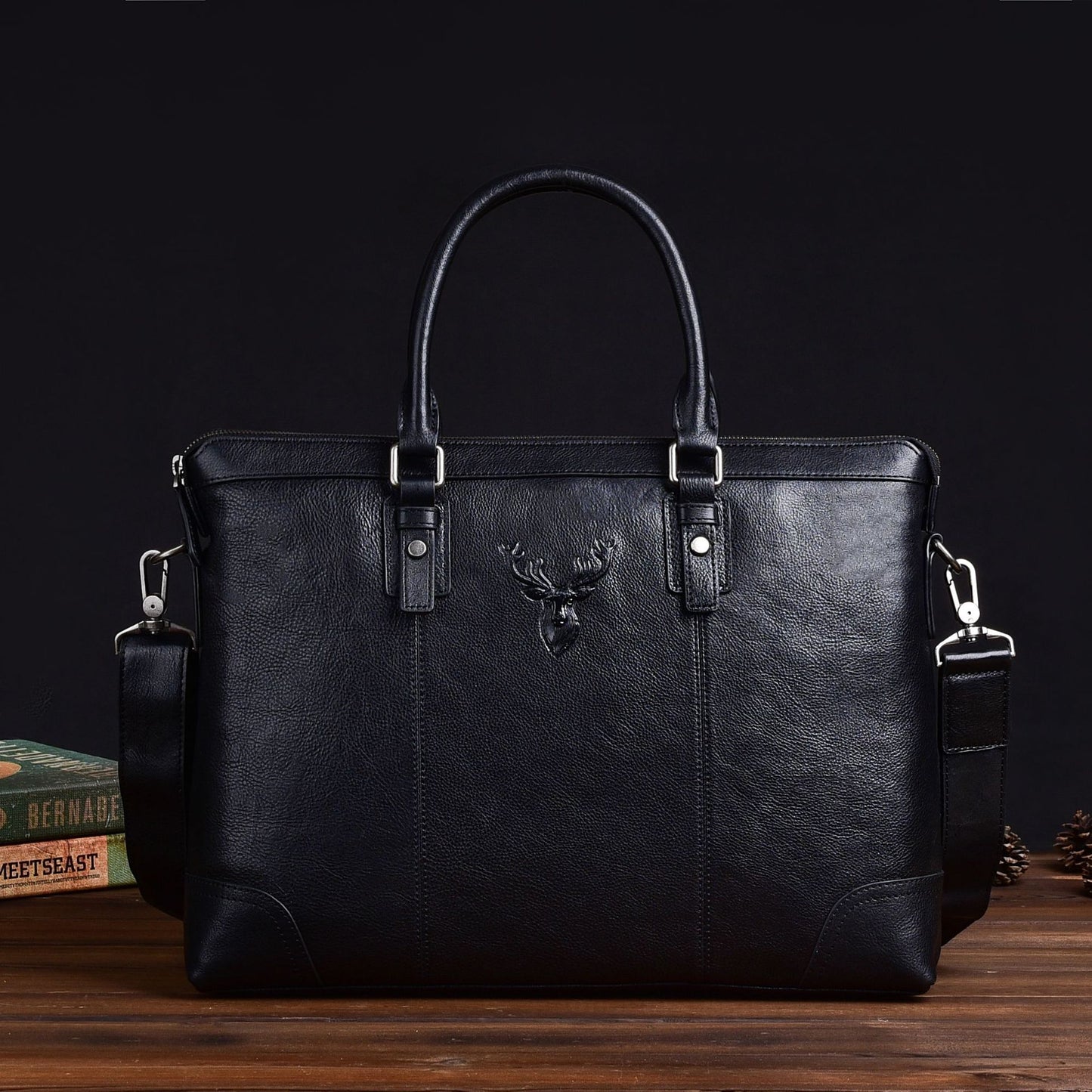 Men's Briefcase Genuine Cowhide Leather Retro Casual Business Bag Men's Handbag 