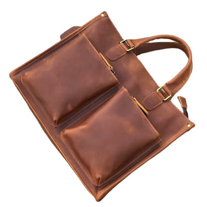 Men's Handbag Briefcase Cowhide Crazy Horse Shoulder Bag Business Commuting Crossbody Bag for Men Computer Bag 