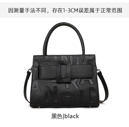 Temperament Genuine Leather Women's Bag Stylish Matrix Pattern Handbag Commuting Large Capacity Shoulder Bag Handbag that goes with anything.