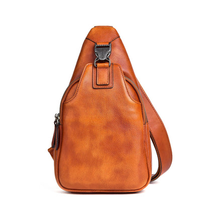 Men's bust bag Genuine cowhide leather retro casual men crossbody bag 